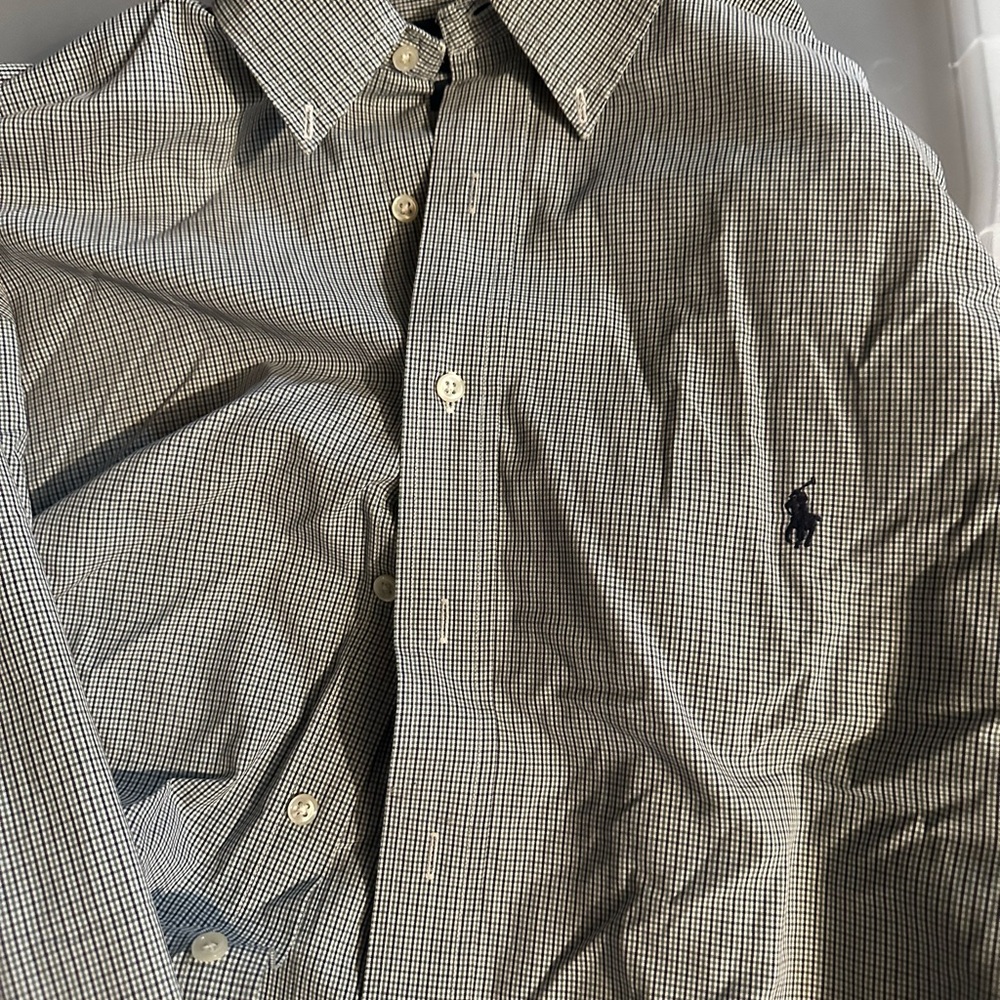 Ralph Lauren Black and White Gingham Dress Shirt